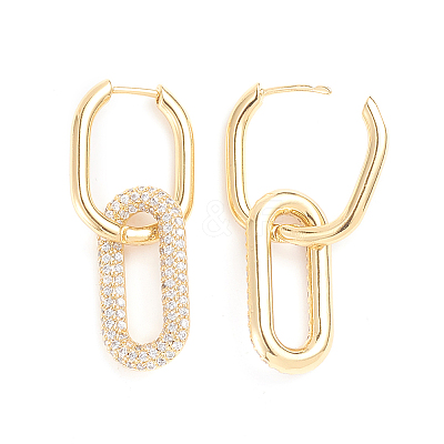 Brass Micro Pave Cubic Zirconia Huggie Hoop Earrings EJEW-G274-09G-02-1