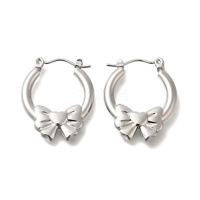 304 Stainless Steel Bowknot Hoop Earrings for Women EJEW-S227-64P-1