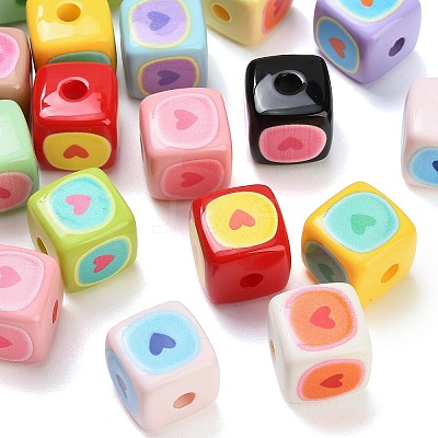 Opaque Printed Acrylic European Beads AC-CBADA7D-14-1