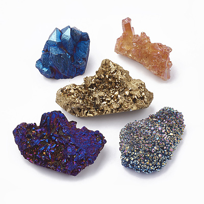 Electroplate Natural Druzy Quartz Crystal Home Decorations G-T104-12-1