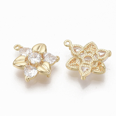 Brass Clear Cubic Zirconia Links X-ZIRC-Q021-040G-NF-1