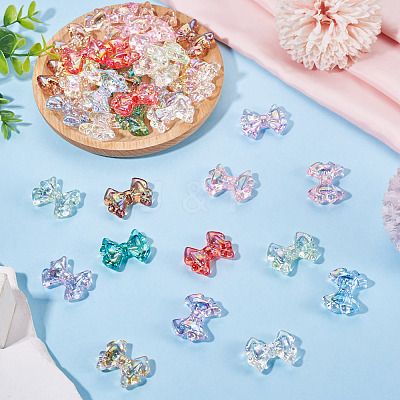 50Pcs 10 Colors UV Plating Transparent Acrylic Beads TACR-TA0001-90-1