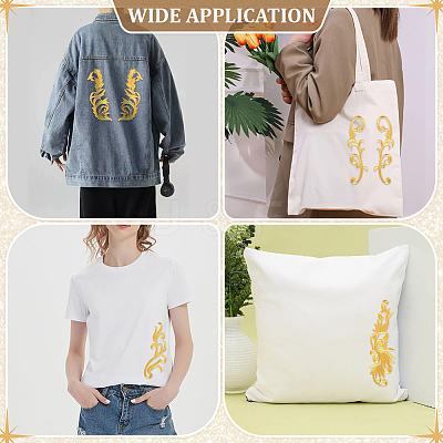 10 Pairs 10 Styles Ethnic Style Computerized Metallic Thread Embroidery Cloth Iron on/Sew on Ornament Accessories PATC-ME0001-23-1