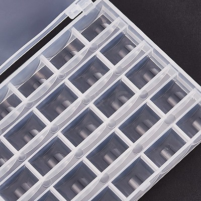 2 Boxes 25 Compartments Polypropylene(PP) Plastic Sewing Machine Bobbins with Storage Case CON-SZ0001-17-1