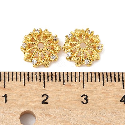 Brass Micro Pave Clear Cubic Zirconia Bead Caps KK-V015-08G-01-1