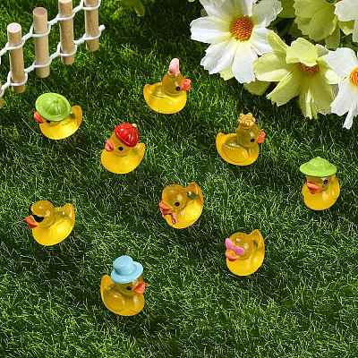 40Pcs 8 Styles Resin Duck Miniature Model AJEW-CJ0001-82-1