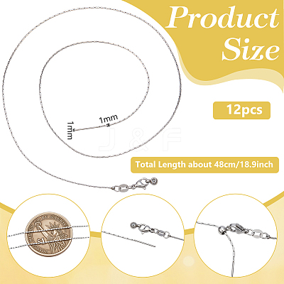 1MM 304 Stainless Boston Link Chain Adjustable Slider Necklaces NJEW-WH0016-98-1
