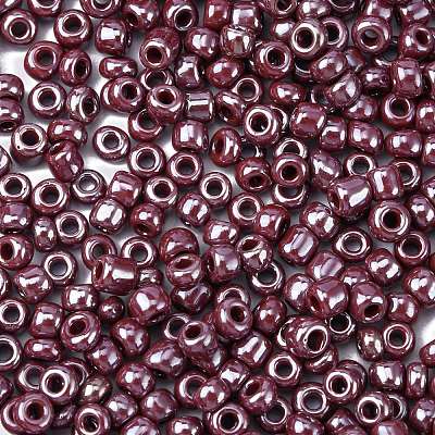 6/0 Opaque Colors Lustered Round Glass Seed Beads X-SEED-A012-4mm-126-1