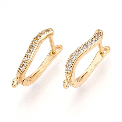 Brass Micro Pave Cubic Zirconia Hoop Earring Finding KK-N261-37G-1