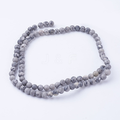 Natural Map Stone/Picasso Stone/Picasso Jasper Bead Strands G-G735-27F-4mm-1