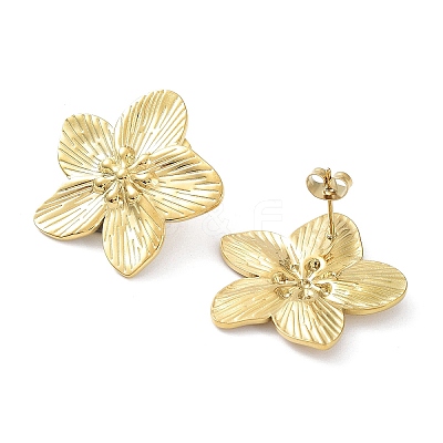 Flower 304 Stainless Steel Stud Earrings High Polished EJEW-L267-002G-1
