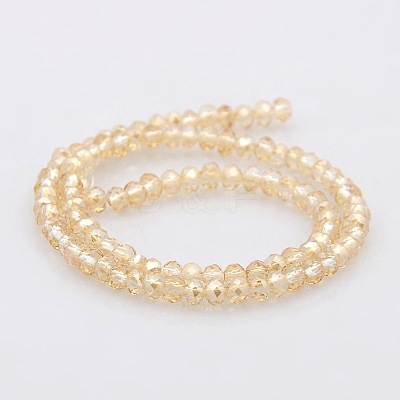 Pearl Luster Plated Faceted Rondelle Glass Beads Strands GLAA-A024B-PL01-1