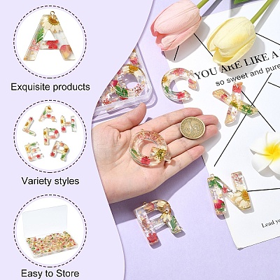 26Pcs 26 Styles Transparent Epoxy Resin Pendants CRES-YW0002-28D-1