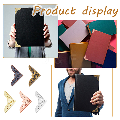 100Pcs 5 Colors Floral Pattern Iron Book Corner Guards FIND-FH0007-45-1