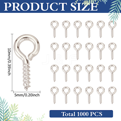 1000Pcs Iron Screw Eye Pin Peg Bails IFIN-ME0001-08-1