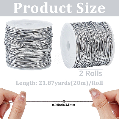 2 Rolls Polyester Metallic Elastic Round Cord OCOR-CY0003-50B-1