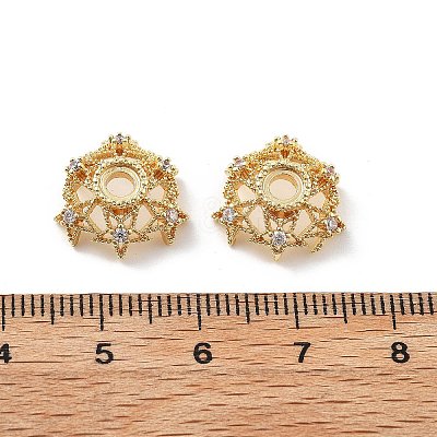 Brass Micro Pave Clear Cubic Zirconia Bead Caps KK-R216-03G-01-1