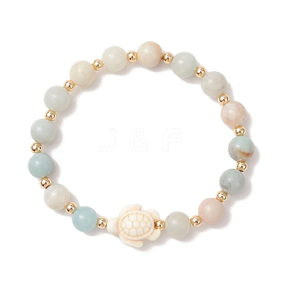 Natural Flower Amazonite & Synthetic Turquoise Stretch Bracelets BJEW-JB13474-1