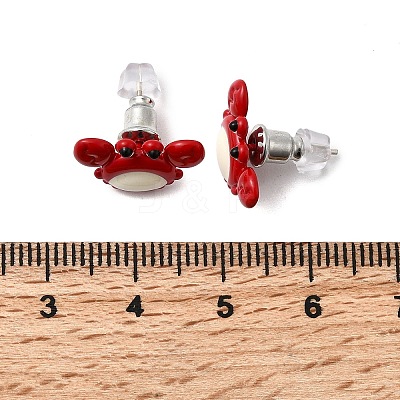 Brass Enamel Stud Earrings EJEW-A148-01A-1