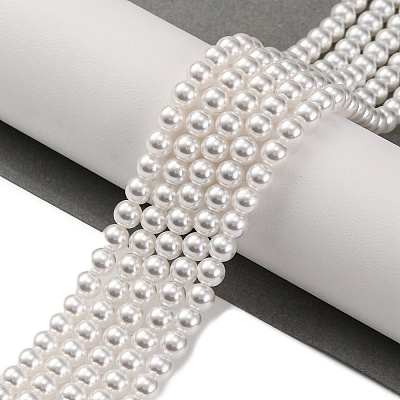 Baking Paint Pearlized Glass Pearl Round Bead Strands PEAR-H019-02A-04-1