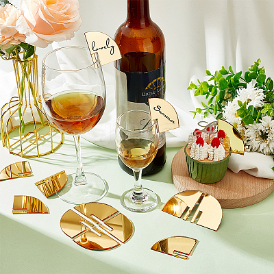 40Pcs Mirror Acrylic Wine Glass Charms AJEW-FG0003-01-1
