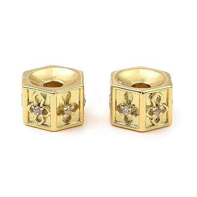 Brass Cubic Zirconia Beads KK-K346-08G-1