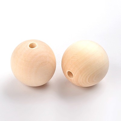 Round Unfinished Wood Beads X-WOOD-Q008-35mm-LF-1
