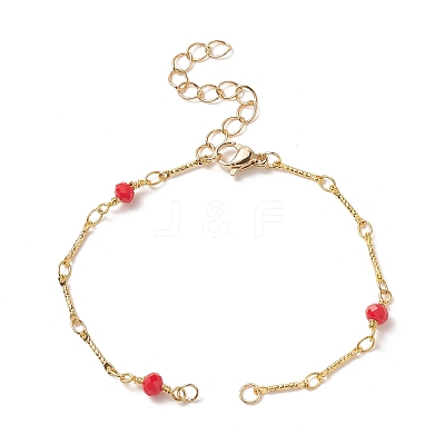 Glass Bead Chain Bracelet Making AJEW-JB01150-09-1