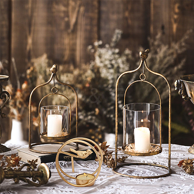 2Pcs 2 Colors Iron Candle Holder AJEW-GA0003-08-1