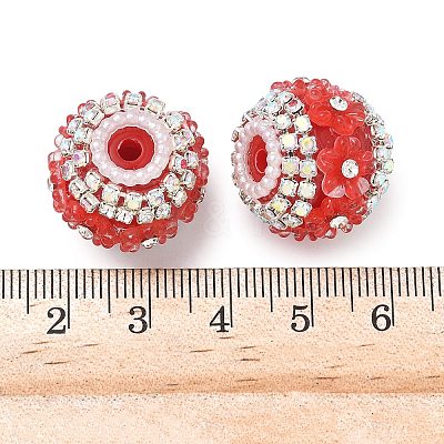 Bling Resin Rhinestone Flower Beads OACR-D310-01P-E-1