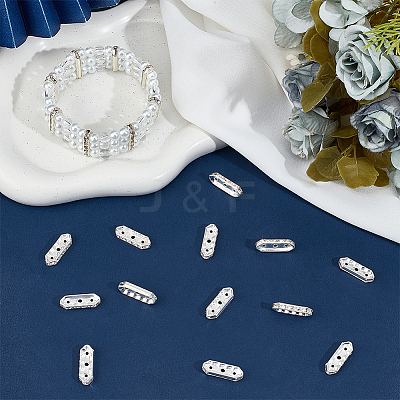 180Pcs 3-Hole Iron Grade A Rhinestone Bridge Spacers RB-BBC0001-04S-1