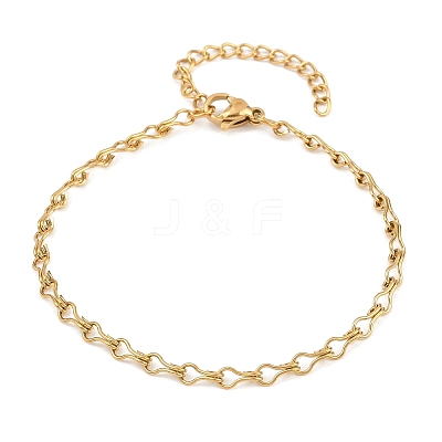 201 Stainless Steel Bulb Link Chain Bracelets for Women BJEW-G767-01B-G-1