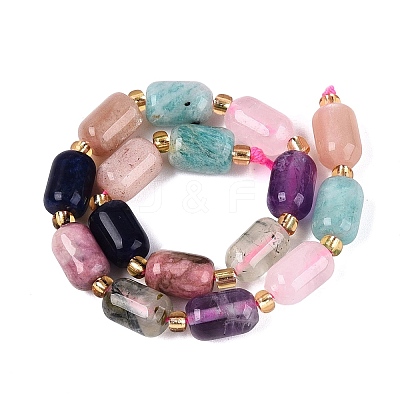 Natural Sodalite & Rhodonite & Prehnite & Amethyst & Rose Quartz & Flower Amazonite & Sunstone Beads Strands G-Q614-02A-02-1
