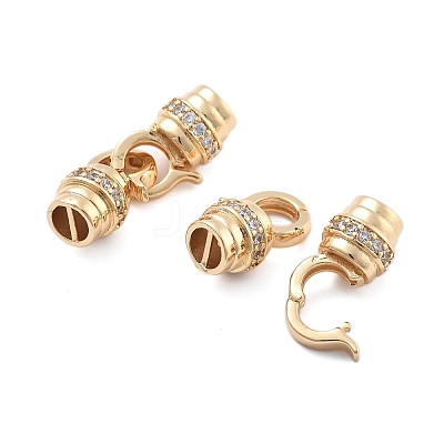 Brass Micro Pave Clear Cubic Zirconia Fold Over Clasps KK-B125-14G-1