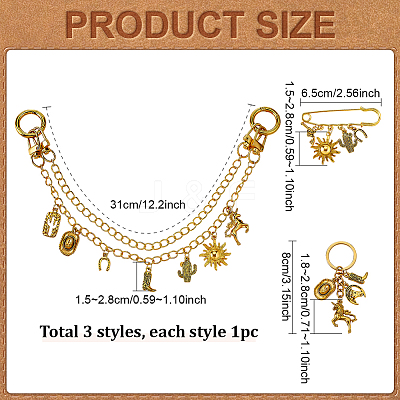 3Pcs Aluminum Bag Extender Chains & Steel Brooches &  HJEW-PH02543-1