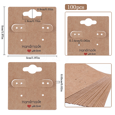 100Pcs Paper Ear Stud Display Card Holders CDIS-SP0001-06-1