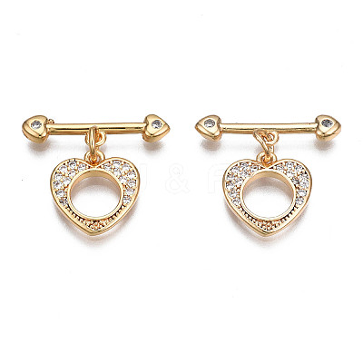 Brass Micro Pave Clear Cubic Zirconia Toggle Clasps X-KK-Q278-005-NF-1