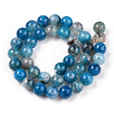 Dyed Natural Dragon Veins Agate Beads Strands G-Q462-128C-6mm-1