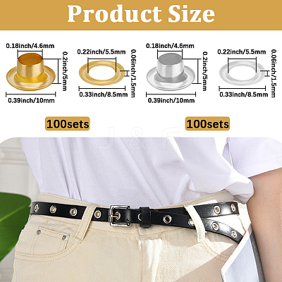 200 Sets 2 Colors Iron Grommet Eyelet Findings IFIN-BBC0001-06-1