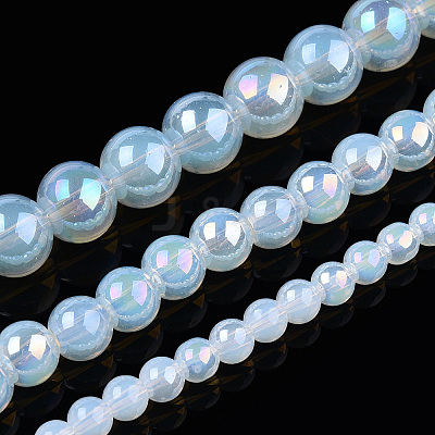 Electroplate Imitation Jade Glass Beads Strands GLAA-T032-J6mm-AB02-1