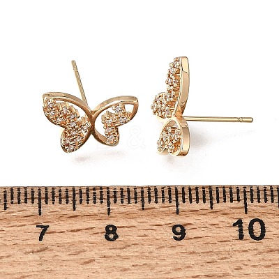 Brass Micro Pave Cubic Zirconia Stud Earrings KK-CBA7960-11G-1
