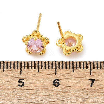 925 Sterling Silver Cubic Zirconia Stud Earrings EJEW-V019-02G-1