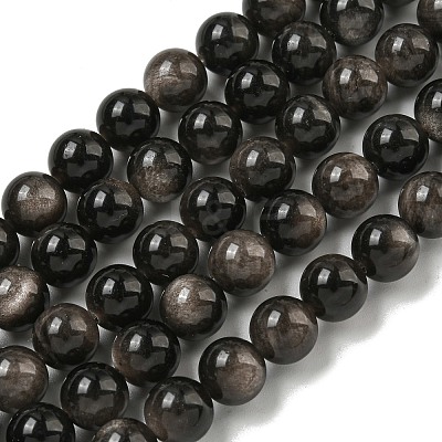 Natural Silver Obsidian Beads Strands G-S150-20A-8mm-1