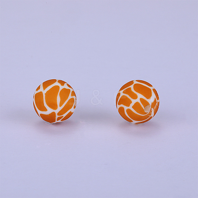 Printed Round Silicone Focal Beads SI-JX0056A-16-1