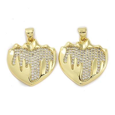 Rack Plating Brass Micro Pave Clear Cubic Zirconia Pendants KK-K341-52A-G-1
