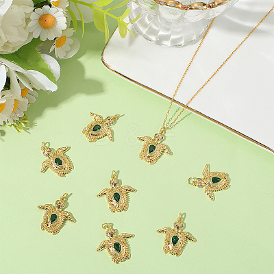 8Pcs Brass Micro Pave Cubic Zirconia Pendants KK-BBC0018-75-1