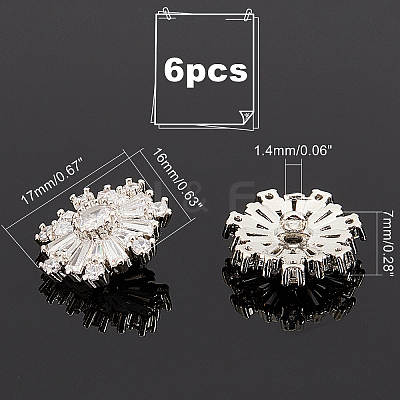 Brass Micro Pave Clear Cubic Zirconia Shank Buttons DIY-GA0003-57-1
