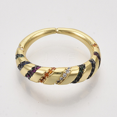 Brass Micro Pave Cubic Zirconia Finger Rings ZIRC-Q022-025G-NF-1