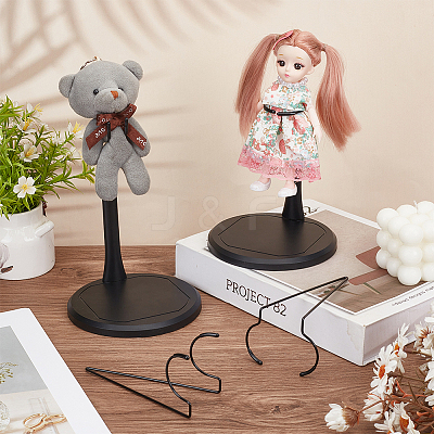 Adjustable Iron Doll Stands with Plastic Base ODIS-WH0331-18-1
