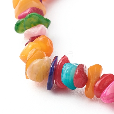 Natural Dyed Chip Shell Beads Stretch Bracelets BJEW-JB06395-02-1
